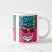 Funky Cool Smilting Face Sunbril Pet Pink Blue Grote Koffiekop (Rechts)
