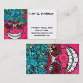 Funky Cool Smilting Face Sunbril Pet Pink Blue Visitekaartje (Voorkant / Achterkant)