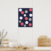 Funky Coral Pink White Grey Balls Circles Poster (Keuken)