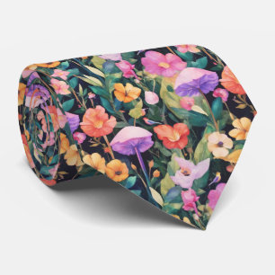 Funky Cottagecore Forest Mushroom Floral Pattern Stropdas