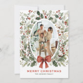 Funky Country Boho Christmas Wreath 5 Photo Feestdagenkaart (Voorkant)