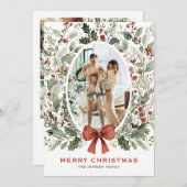 Funky Country Boho Christmas Wreath 5 Photo Feestdagenkaart (Voorkant / Achterkant)