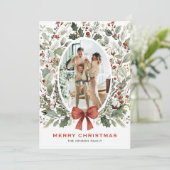 Funky Country Boho Christmas Wreath 5 Photo Feestdagenkaart (Staand voorkant)