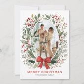 Funky Country Boho Christmas Wreath 5 Photo Feestdagenkaart (Voorkant)