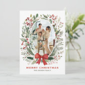 Funky Country Boho Christmas Wreath 5 Photo Feestdagenkaart (Staand voorkant)