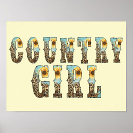 Funky Country Girls Typografie Poster