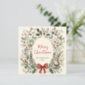 Funky Country Retro Boho Christmas Wreath Feestdagenkaart (Staand voorkant)