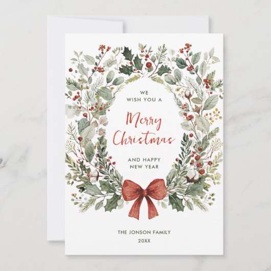 Funky Country Retro Boho Christmas Wreath Feestdagenkaart (Voorkant)