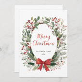 Funky Country Retro Boho Christmas Wreath Holiday Feestdagenkaart (Voorkant / Achterkant)