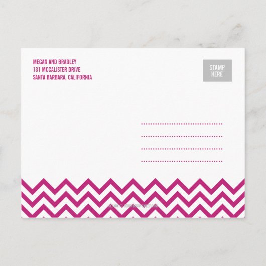 Funky Couple Save The Date Briefkaart - Helderroze (Achterkant)