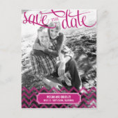 Funky Couple Save The Date Briefkaart - Helderroze (Voorkant)