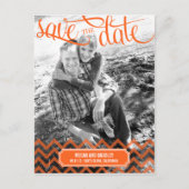 Funky Couple Save The Date Briefkaart - Sinaasappe (Voorkant)