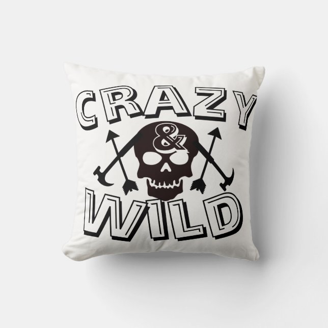 Funky Crazy & Wild Pijl Hamer Schedel Kussen (Voorkant)