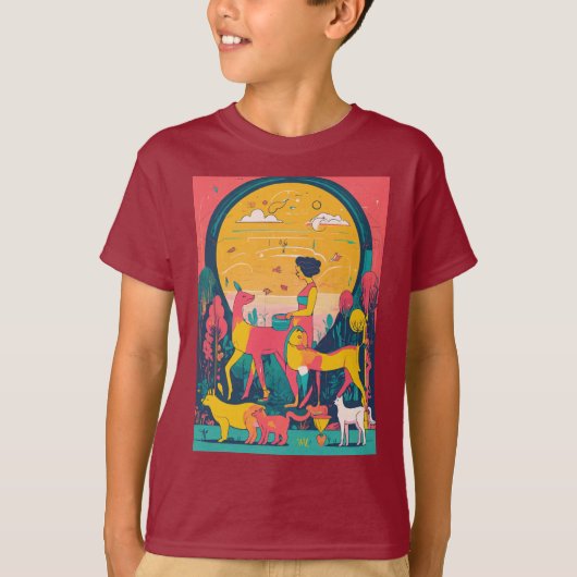 "Funky Creature: Maroon Kinderen T-shirt" T-shirt (Voorkant)