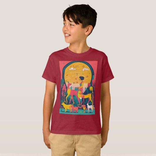 "Funky Creature: Maroon Kinderen T-shirt" T-shirt (Voorkant volledig)