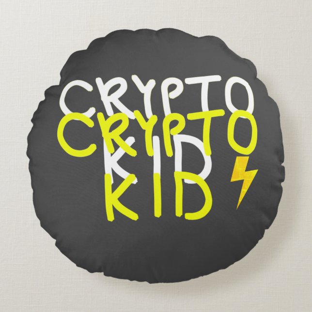 Funky Crypto Kind Energy Power Sign Rond Kussen (Voorkant)