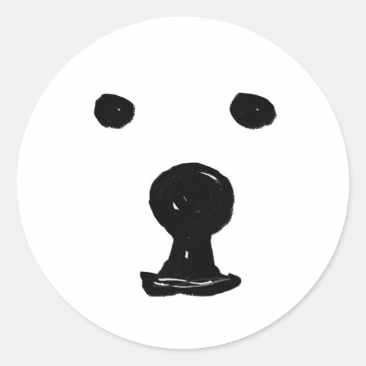 Funky Cute Beer Dog Face Sketch Ronde Sticker (Voorkant)