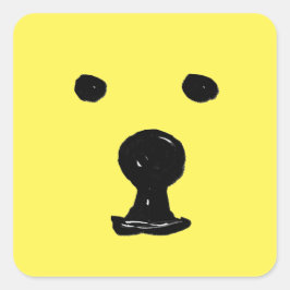 Funky Cute Beer Dog Face Sketch Vierkante Sticker