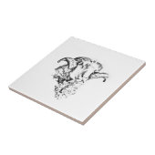 Funky Cute Merino Sheep Ram Head Schets Tegeltje (Zijkant)