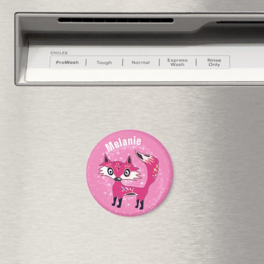 Funky Cute Pink Fox aangepast Magneet (Insitu (Vaatwasser))