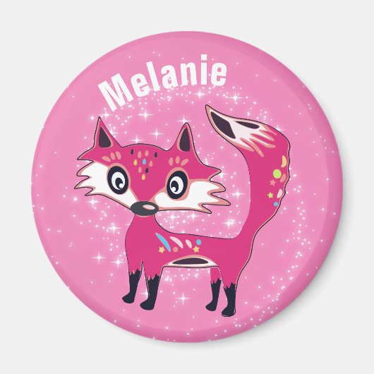Funky Cute Pink Fox aangepast Magneet (Voorkant)