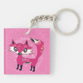 Funky Cute Pink Fox aangepast Sleutelhanger (Achterkant)