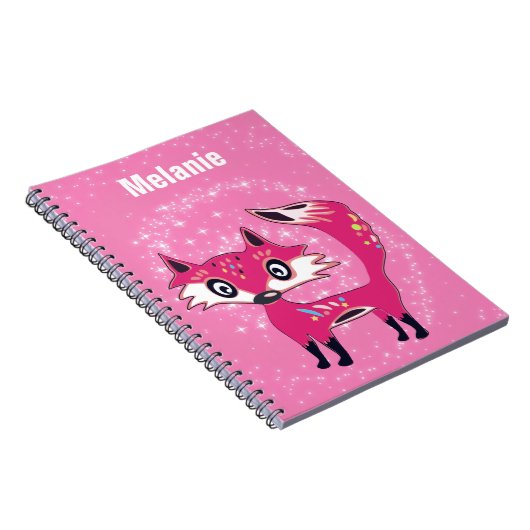 Funky Cute Pink Fox Personalised Notitieboek (Rechterzijde)