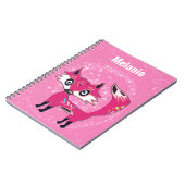 Funky Cute Pink Fox Personalised Notitieboek (Linkerzijde)