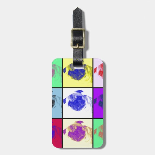 Funky Cute Pug Bagagelabel (Voorkant verticaal)