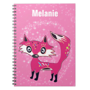 Funky Cute Roze Vos Persoonlijk Notitieboek