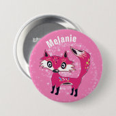 Funky Cute Roze Vos Persoonlijk Ronde Button 7,6 Cm (Voorkant /achterkant)
