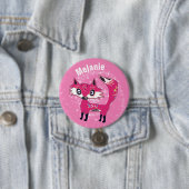 Funky Cute Roze Vos Persoonlijk Ronde Button 7,6 Cm (In situ)