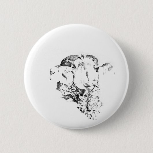 Funky Cute Schaap Ram Ronde Button 5,7 Cm (Voorkant)