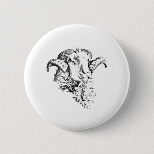 Funky Cute Schaap Ram Ronde Button 5,7 Cm (Voorkant)