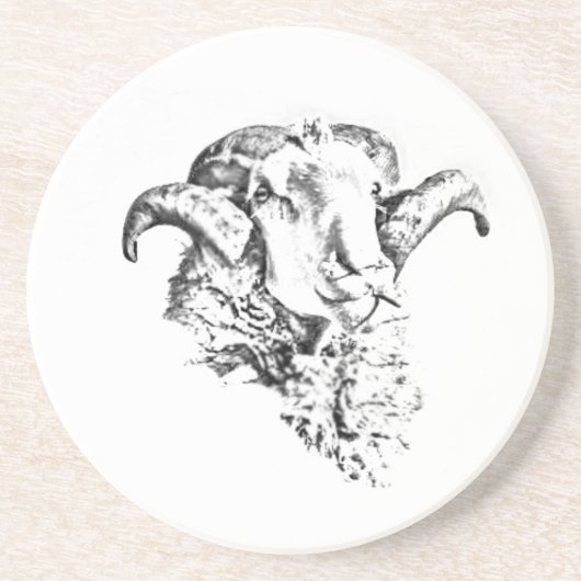 Funky Cute Schaap Ram Zandsteen Onderzetter (Voorkant)