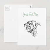 Funky Cute Sheep Ram Briefkaart (Voorkant / Achterkant)