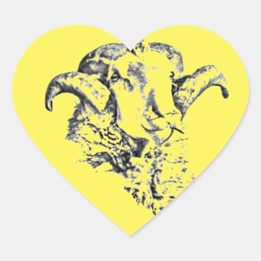 Funky Cute Sheep Ram Hart Sticker (Voorkant)