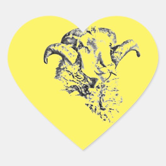 Funky Cute Sheep Ram Hart Sticker (Voorkant)