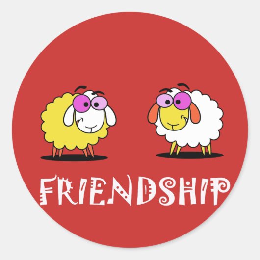 Funky Cute Twee Schapen Vriendschap Sticker (Voorkant)