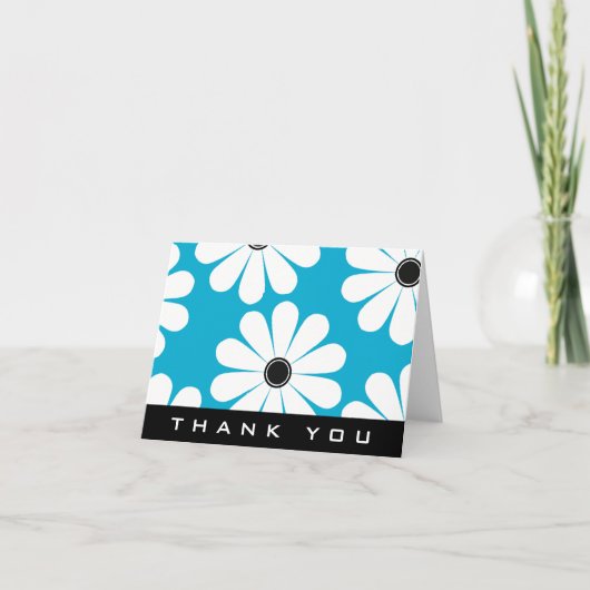Funky Daisies (Blauw) Bedankt Card (Voorkant)
