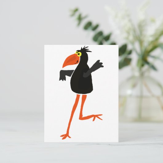 Funky Dancing Crow Cartoon Briefkaart (Staand voorkant)