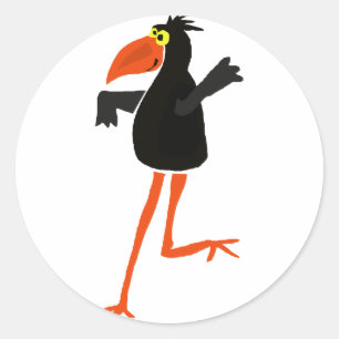 Funky Dancing Crow Cartoon Ronde Sticker