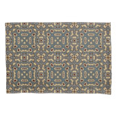 Funky Dark Blauwgroen Blue Taupe Brown Bohemian Ba Kussensloop (Voorkant-Links)