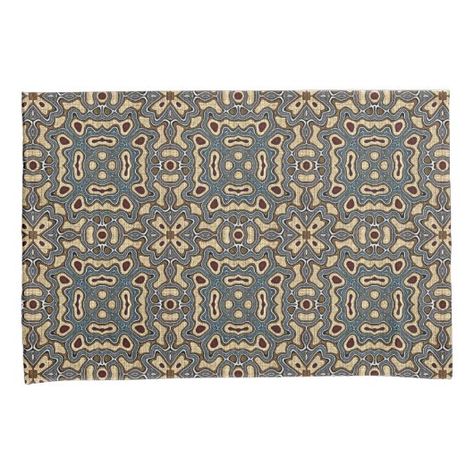 Funky Dark Blauwgroen Blue Taupe Brown Bohemian Ba Kussensloop (Voorkant-Rechts)