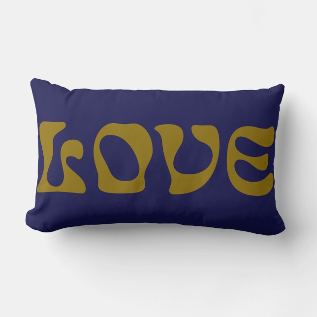 Funky Dark Blue Golden Retro Typography Love Name Kussen (Voorkant)