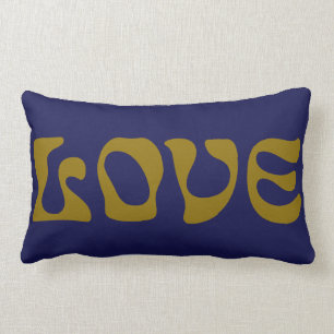 Funky Dark Blue Golden Retro Typography Love Name Kussen