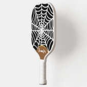 Funky Dark Halloween Spooky Spider Web Gold Arch Pickleball Paddle (Links)
