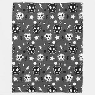 Funky Dark Skull Pattern Fleece Deken