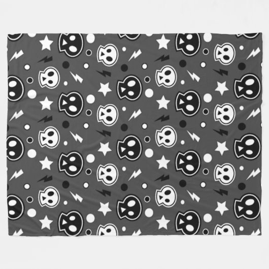 Funky Dark Skull Pattern Fleece Deken (Voorkant (Horizontaal))