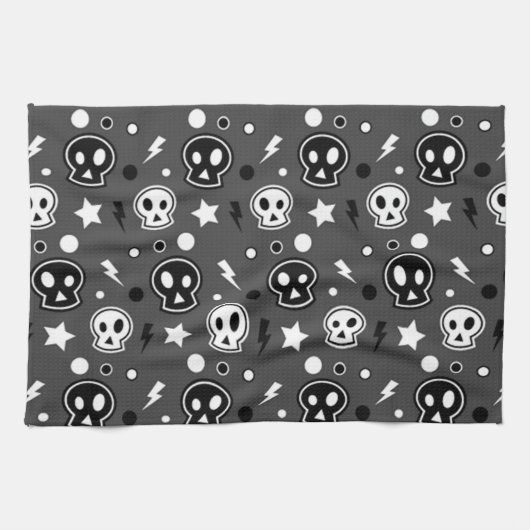 Funky Dark Skull Pattern Theedoek (Horizontaal)